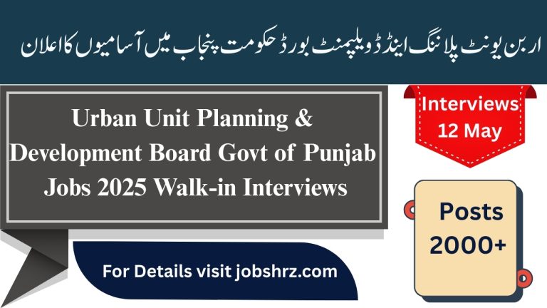 Urban Unit Planning & Development Board Govt of Punjab Jobs 2025